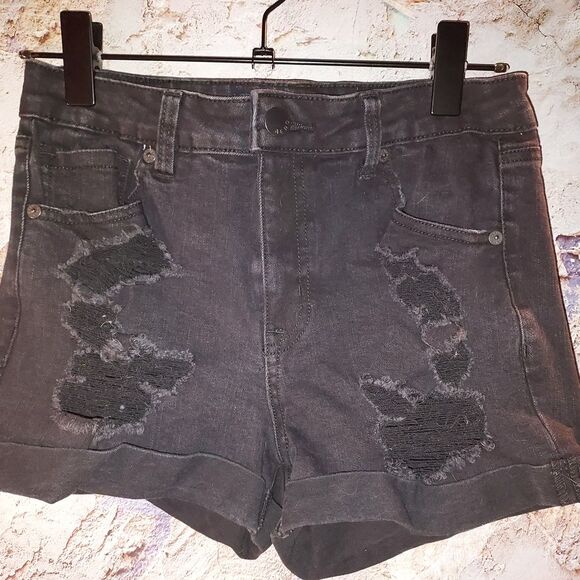 Aeropostale Black Jean Shorts with Distressed Design - Picture 3 of 11